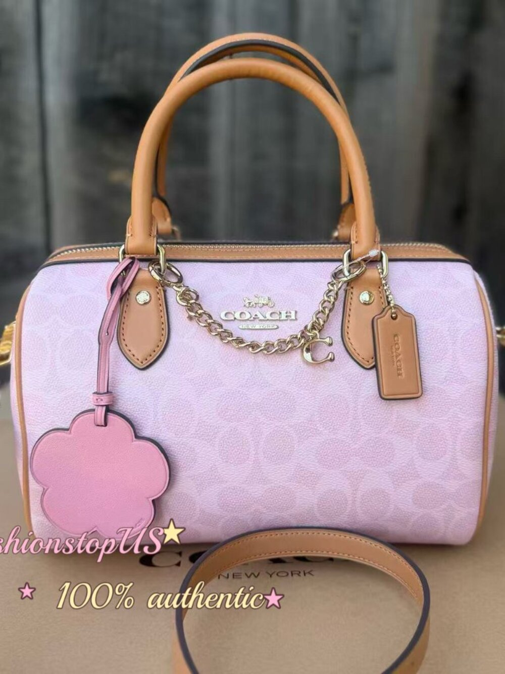 NWT Authentic Coach Medium Powder Pink Signature Rowan Satchel CEA18